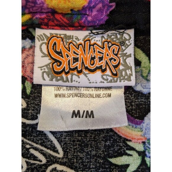 Spencers Crop Top Womens Size Medium Black Floral Pride Rainbow Print Tie Front - Picture 7 of 7